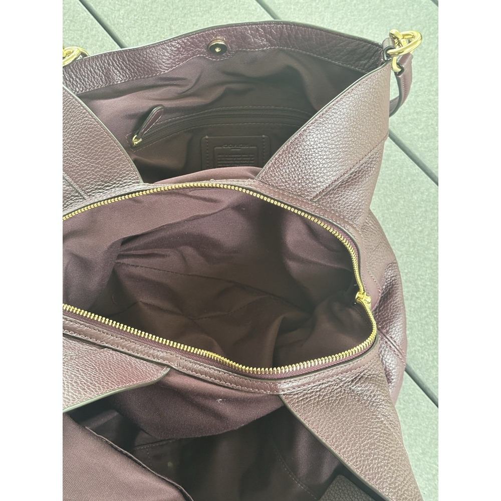 Coach Lexy Shoulder Bag Oxblood Pebbled Leather Large Hobo Tote - Picture 7 of 11
